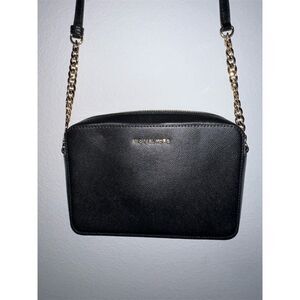 Michael Kors Jet Set Large Black Saffiano Leather Crossbody Bag